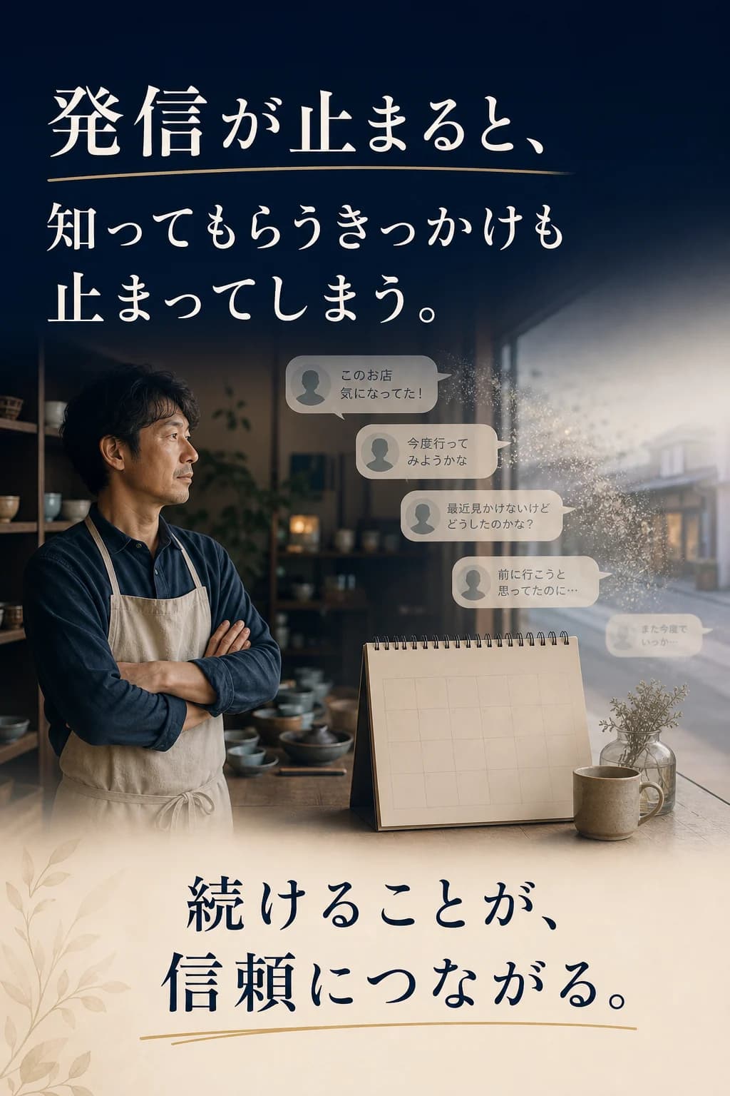 発信が止まると知ってもらうきっかけも止まることを示す案内