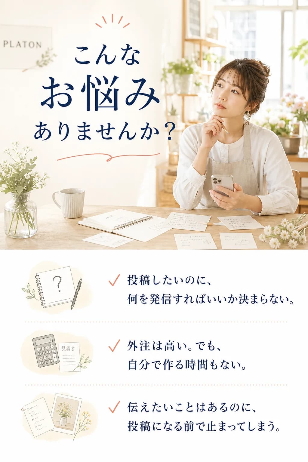 投稿したいのに発信内容が決まらず困る店舗事業者の悩み