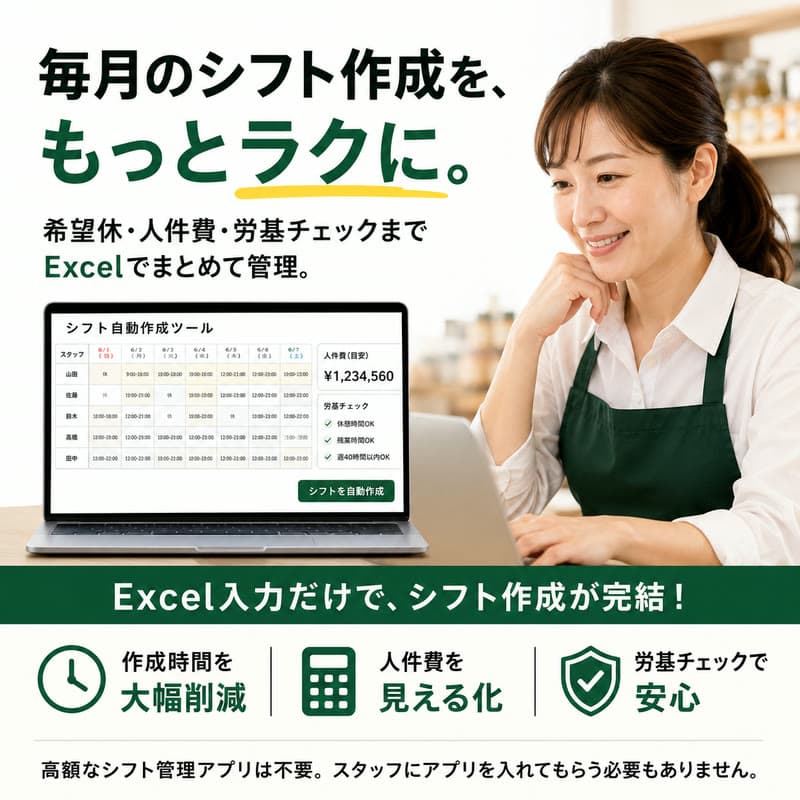 BOOTHで販売しているシフト自動作成ツールの案内バナー