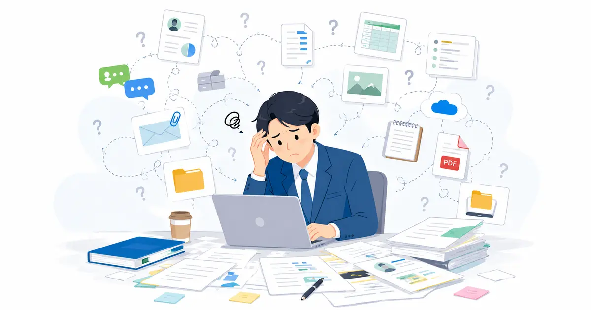 社内資料が探せないことで生じるコストのイラスト