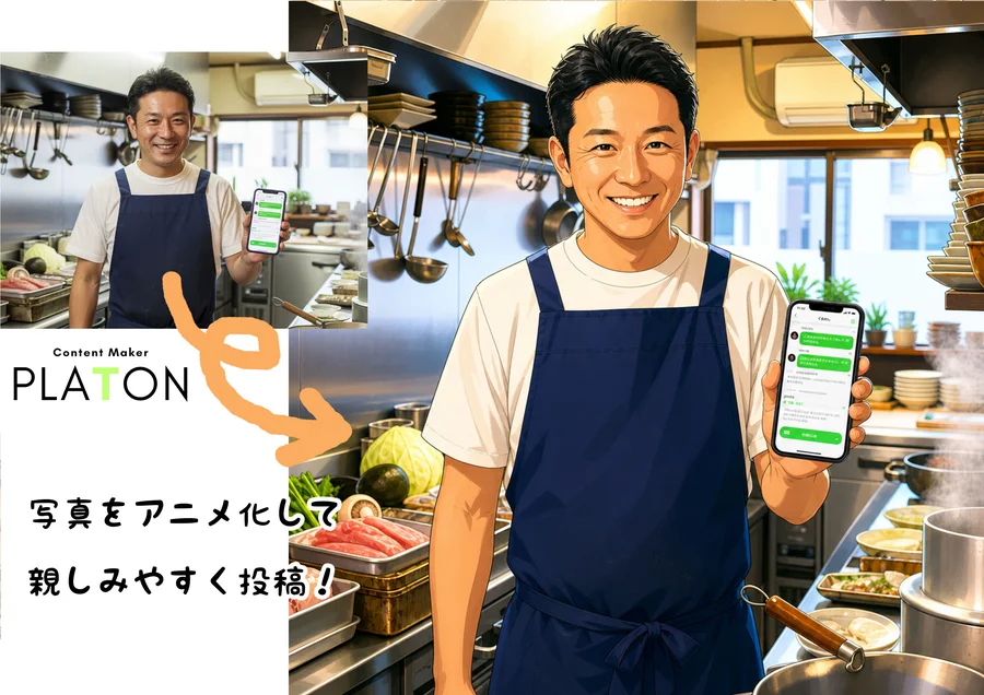 スナップ写真をアニメ風イラストに変換したPLATON IDEAの生成例